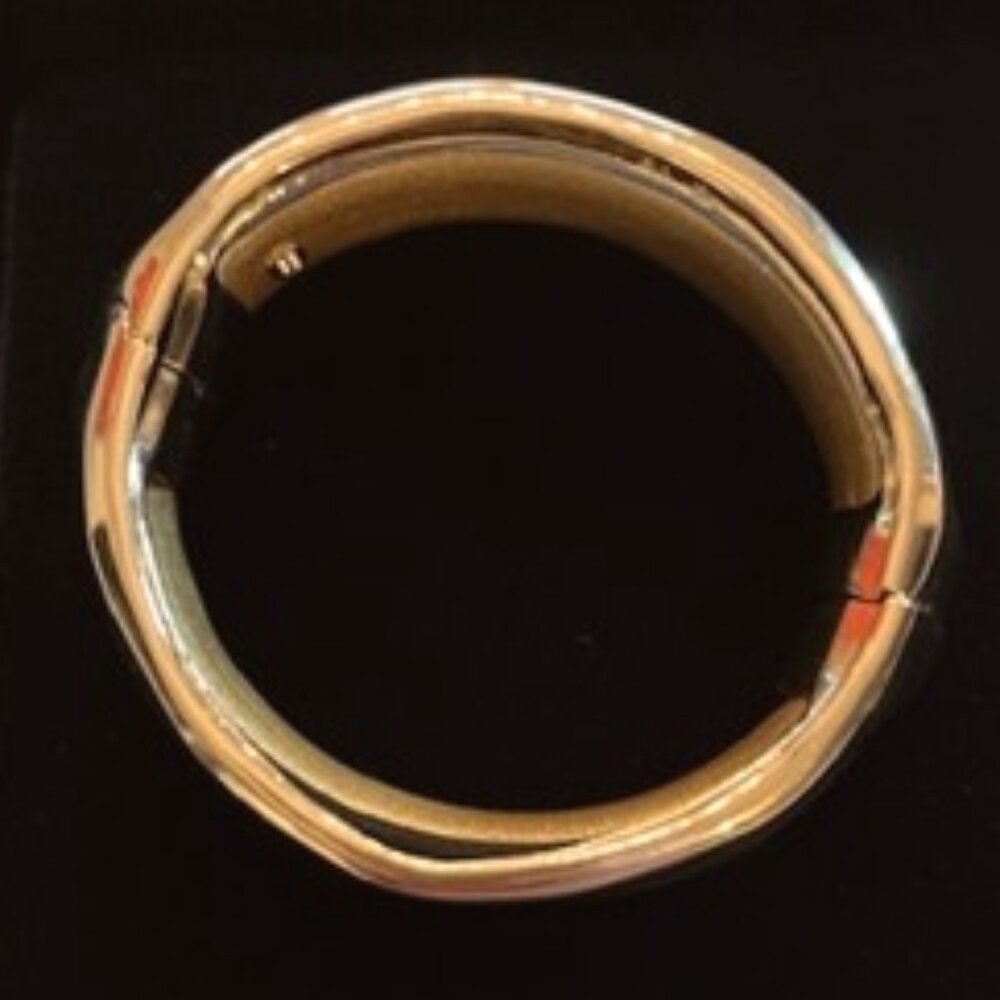 Alexis Bittar Double Stack Gold-Tone and Black Lucite Hinge Bracelet Bangle-NWOT - Picture 6 of 9